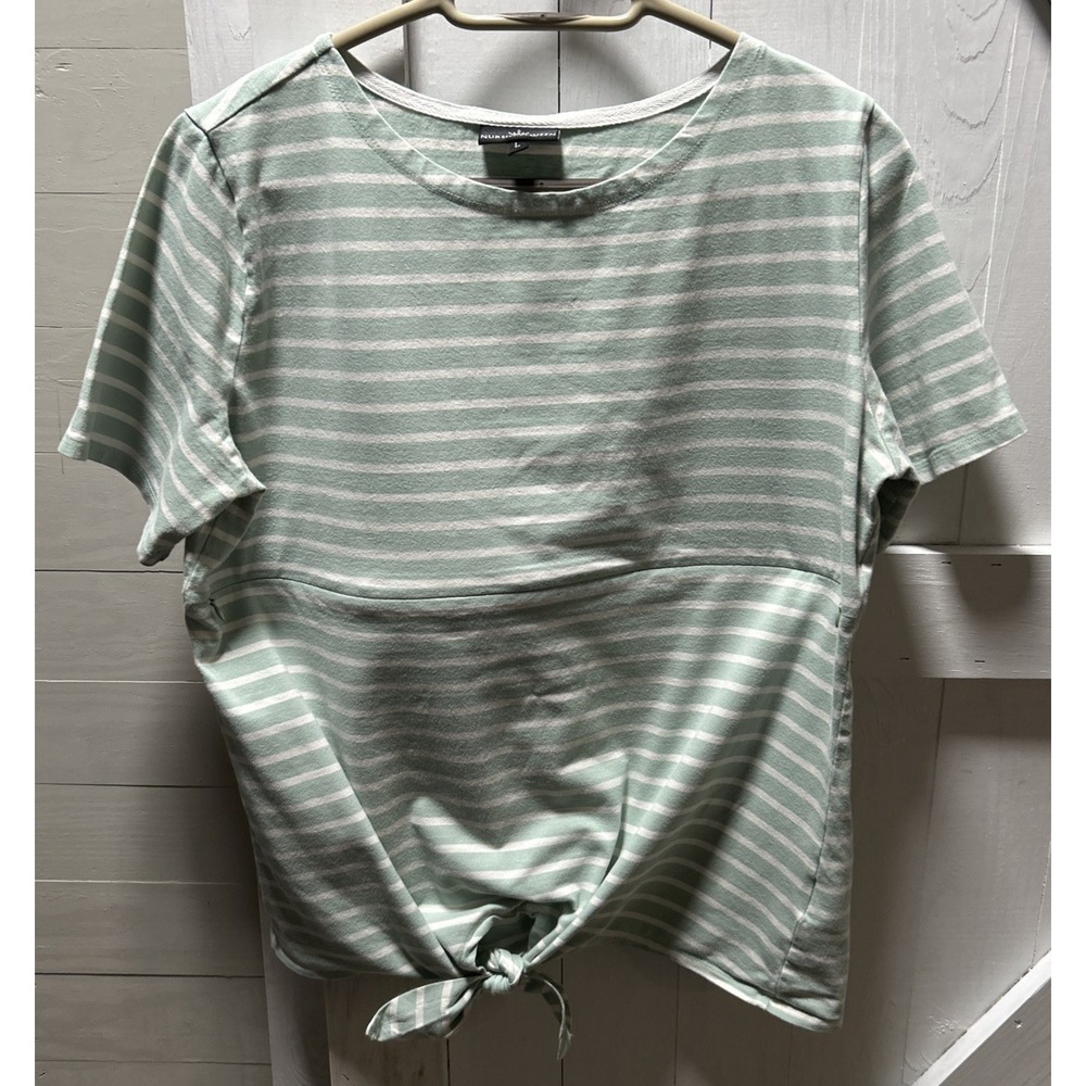 Nursing Queen Nursing Top Women's Size Large Mint Green/White Stripe